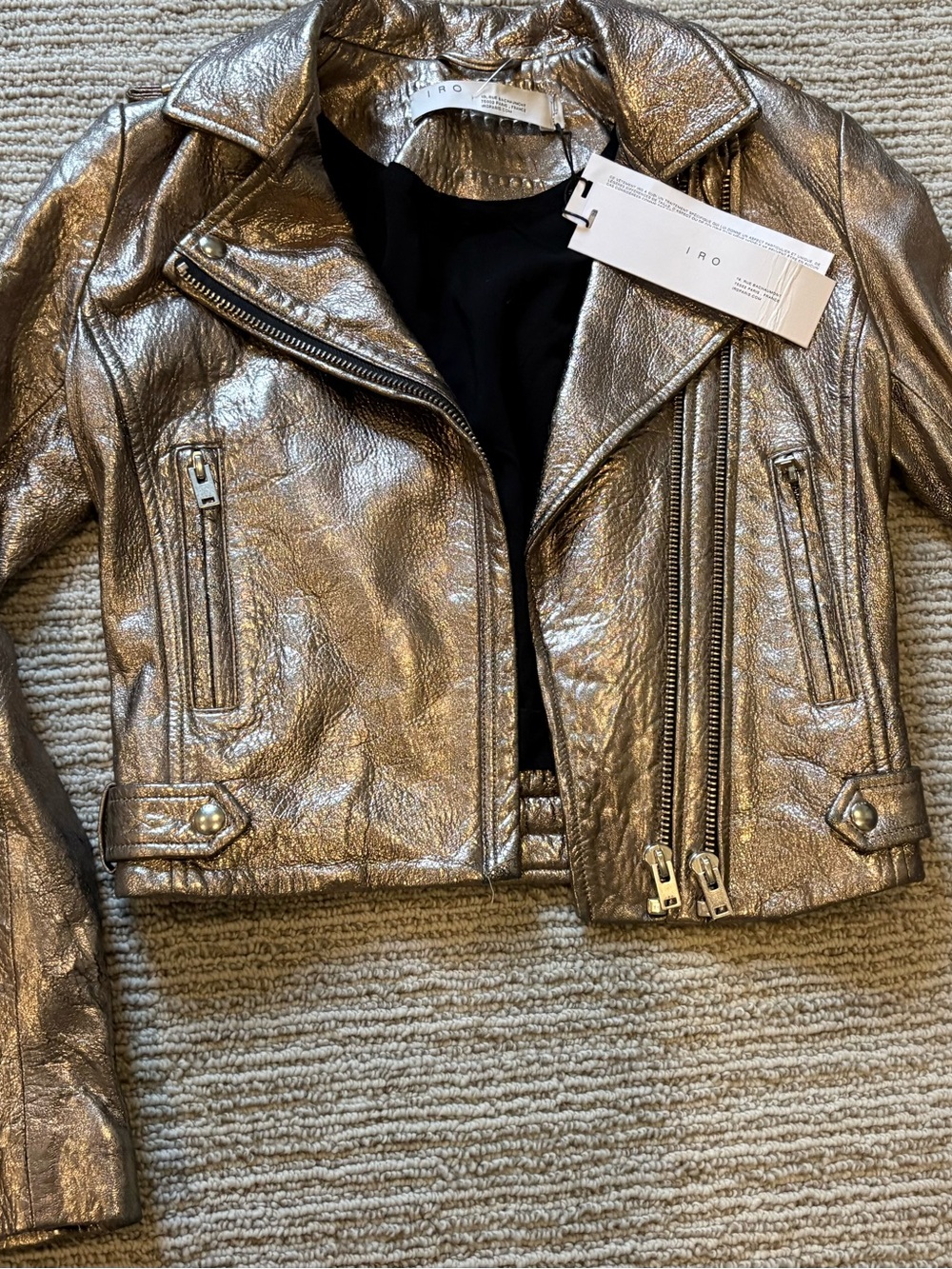 IRO Metallic Gold Leather Moto Jacket
